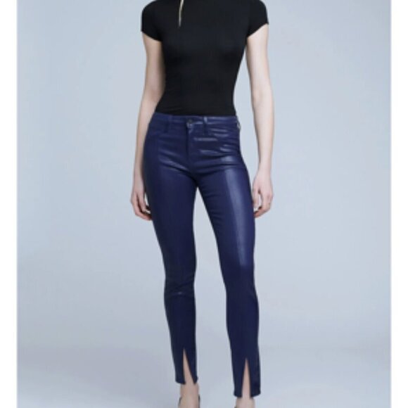 L'AGENCE Jyothi High Waist Split Ankle Skinny Jeans Midnight Blue 24 - Picture 2 of 13